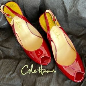 Cole Haan NikeAir Peep Toe Patent Heel 8 1/2. Worn twice, scuff shown in photos.